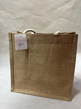 Load image into Gallery viewer, Jute linen reusable hand shopping bags 25cmx18cmx25cm 黄麻购物袋