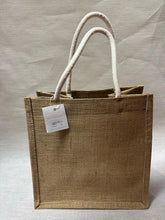 Load image into Gallery viewer, Jute linen reusable hand shopping bags 25cmx18cmx25cm 黄麻购物袋
