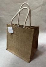 Load image into Gallery viewer, Jute linen reusable hand shopping bags 25cmx18cmx25cm 黄麻购物袋