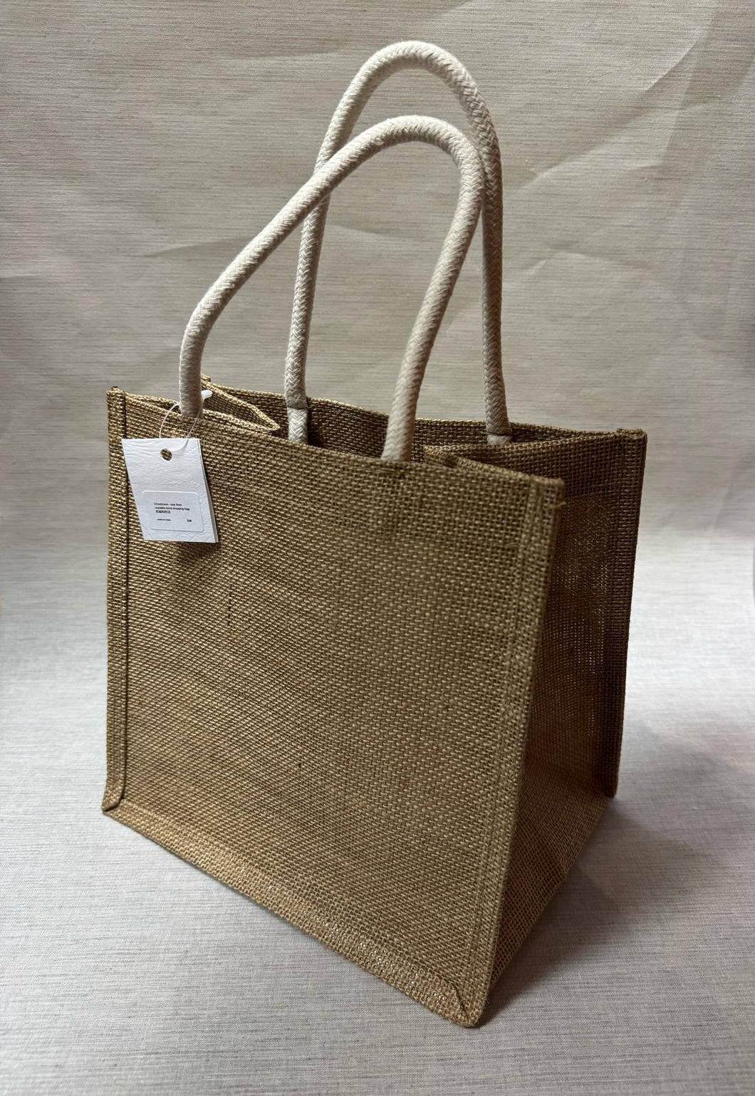 Jute linen reusable hand shopping bags 25cmx18cmx25cm 黄麻购物袋
